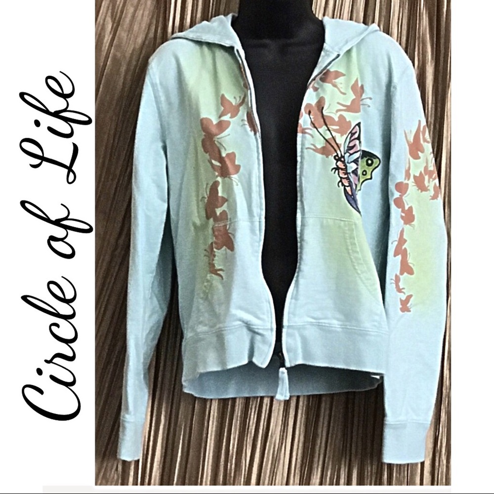 Circle of Life Zippered Hoodie Jacket Size M 10-12